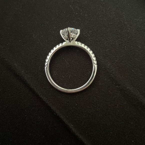 14K White Gold Engagement Ring 1ct Round Moissanite Engagement Rings 14K Hidden - Picture 2 of 4
